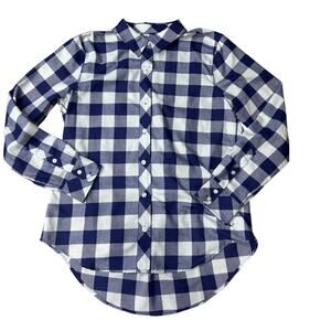 Vineyard Vines Performance Relaxed Fit Gingham Button Down Shirt Women’s 6 Blue